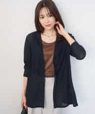 FOCGD40130 MK MICHEL KLEIN(MK ミッシェルクラン) コットン混シアーラメカーディガン/洗える ライトブルー