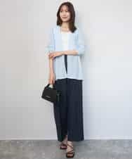 FOCGD40130 MK MICHEL KLEIN(MK ミッシェルクラン) コットン混シアーラメカーディガン/洗える ライトブルー