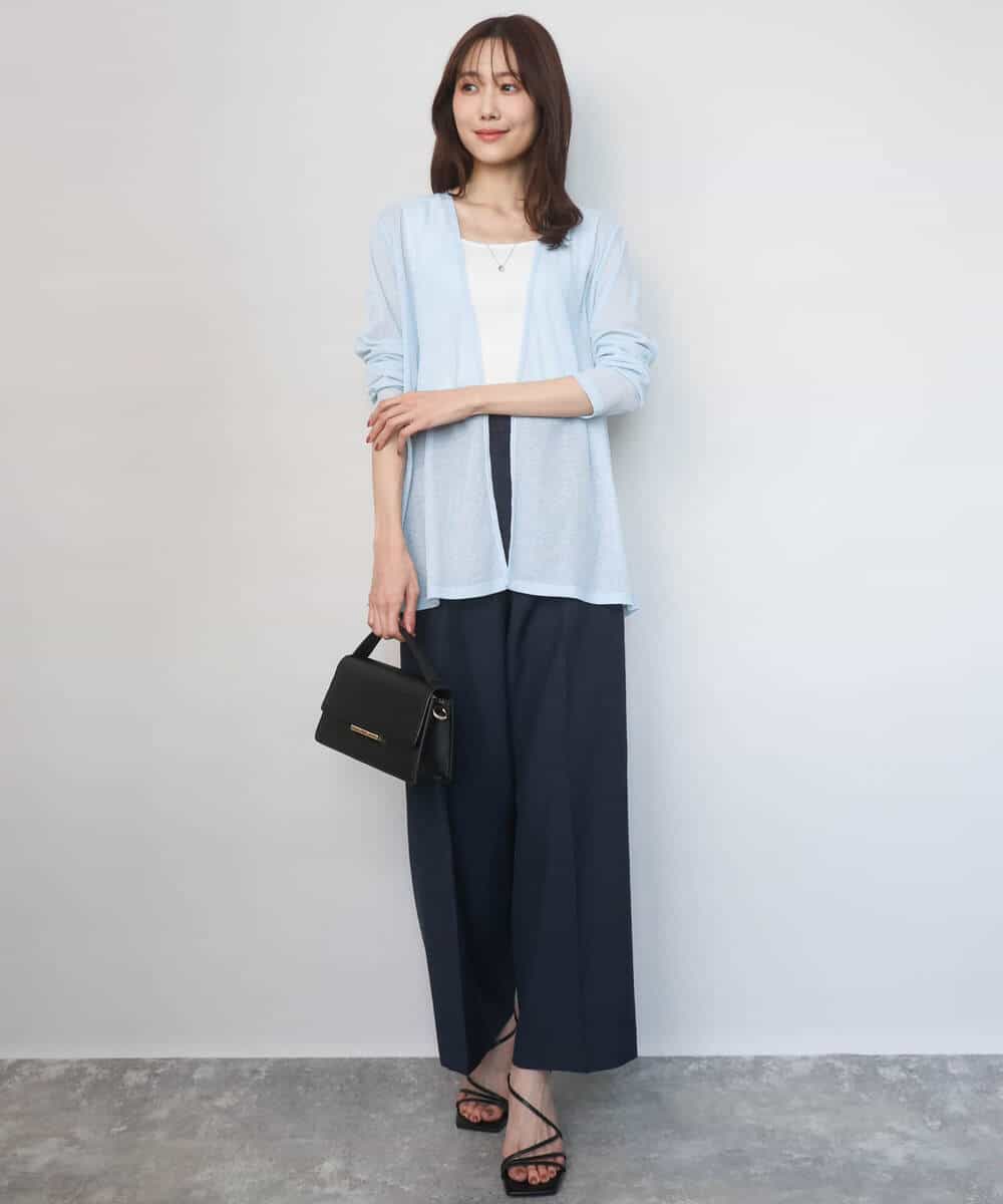 FOCGD40130 MK MICHEL KLEIN(MK ミッシェルクラン) コットン混シアーラメカーディガン/洗える ライトブルー