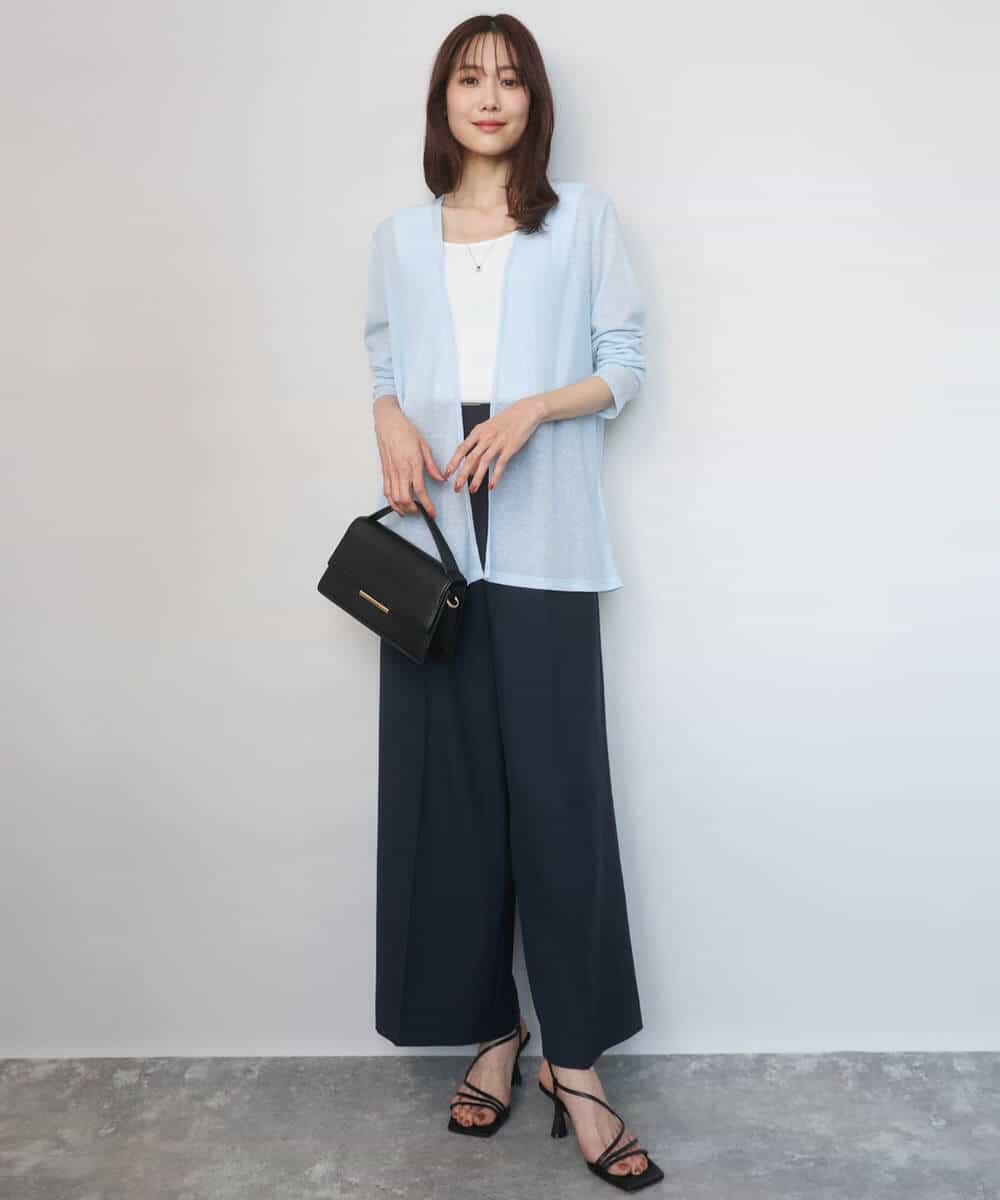 FOCGD40130 MK MICHEL KLEIN(MK ミッシェルクラン) コットン混シアーラメカーディガン/洗える ライトブルー