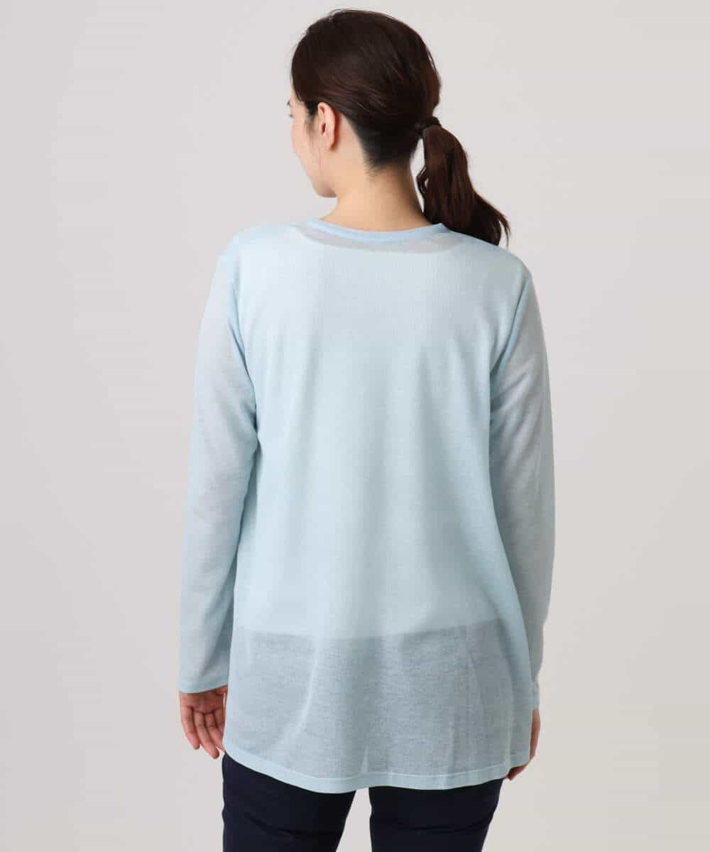 FOCGD40130 MK MICHEL KLEIN(MK ミッシェルクラン) コットン混シアーラメカーディガン/洗える ライトブルー