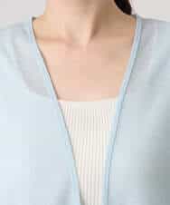 FOCGD40130 MK MICHEL KLEIN(MK ミッシェルクラン) コットン混シアーラメカーディガン/洗える ライトブルー