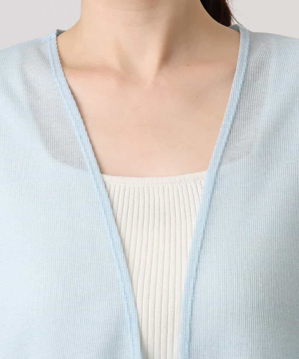 FOCGD40130 MK MICHEL KLEIN(MK ミッシェルクラン) コットン混シアーラメカーディガン/洗える ライトブルー