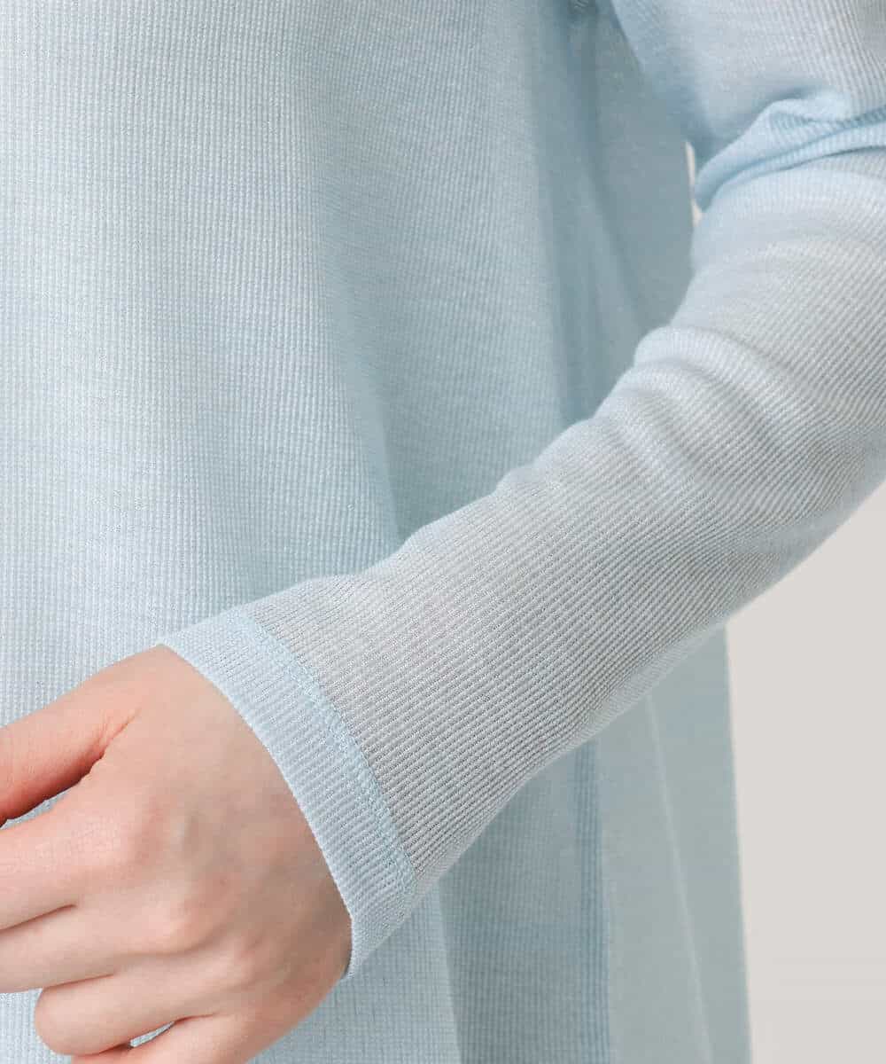 FOCGD40130 MK MICHEL KLEIN(MK ミッシェルクラン) コットン混シアーラメカーディガン/洗える ライトブルー