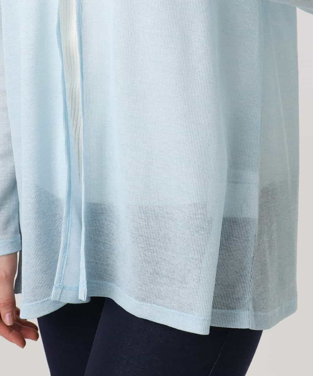 FOCGD40130 MK MICHEL KLEIN(MK ミッシェルクラン) コットン混シアーラメカーディガン/洗える ライトブルー