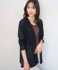 FOCGD40130 MK MICHEL KLEIN(MK ミッシェルクラン) コットン混シアーラメカーディガン/洗える ネイビー