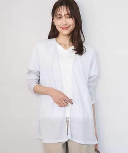 FOCGD40130 MK MICHEL KLEIN コットン混シアーラメカーディガン/洗える