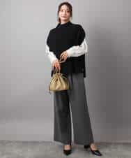 FOFAD40170 MK MICHEL KLEIN(MK ミッシェルクラン) ハイネックジレ×クルーネックニット ツインセット ベージュ