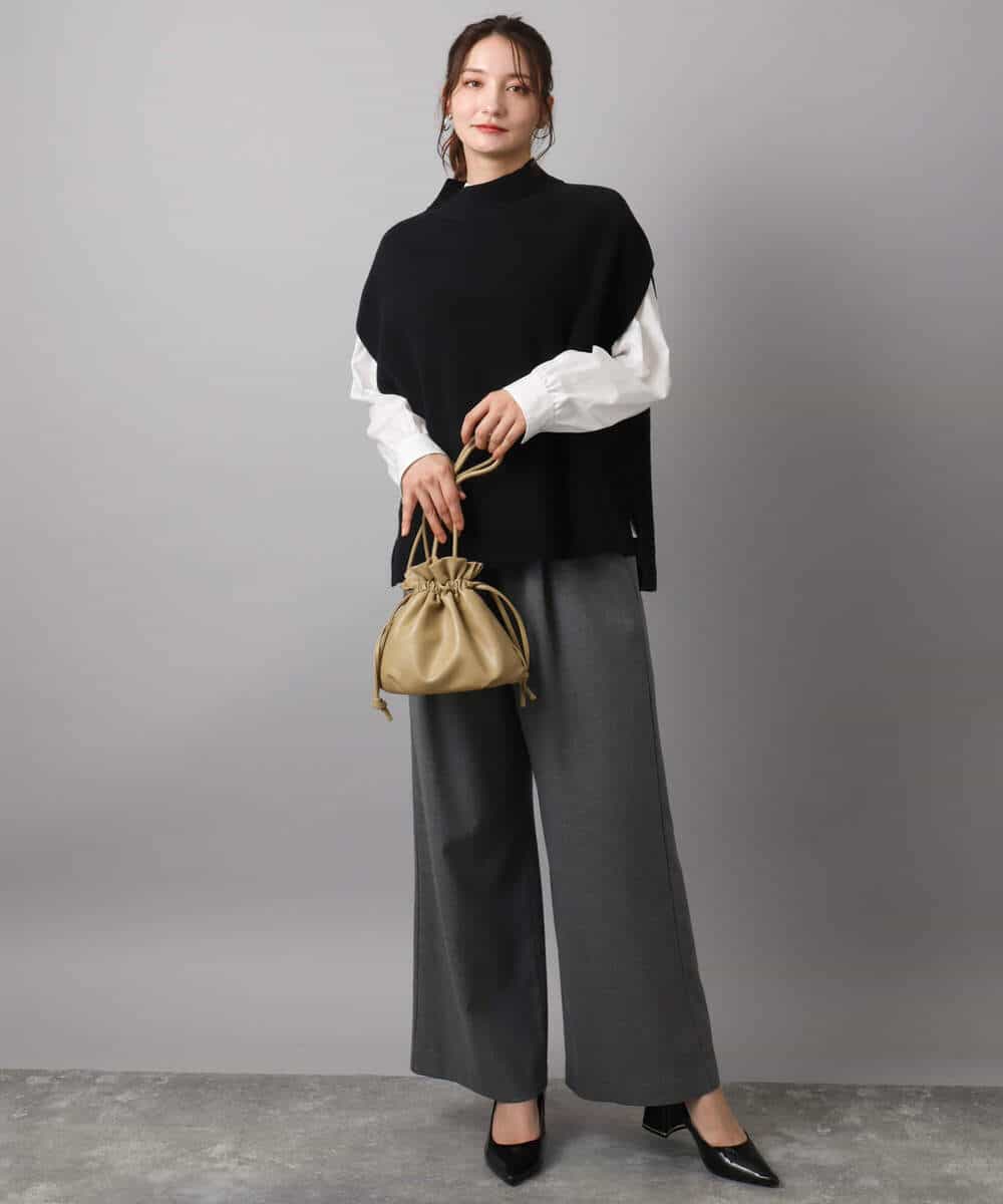 FOFAD40170 MK MICHEL KLEIN(MK ミッシェルクラン) ハイネックジレ×クルーネックニット ツインセット ベージュ