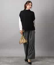 FOFAD40170 MK MICHEL KLEIN(MK ミッシェルクラン) ハイネックジレ×クルーネックニット ツインセット ベージュ