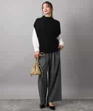 FOFAD40170 MK MICHEL KLEIN(MK ミッシェルクラン) ハイネックジレ×クルーネックニット ツインセット ベージュ