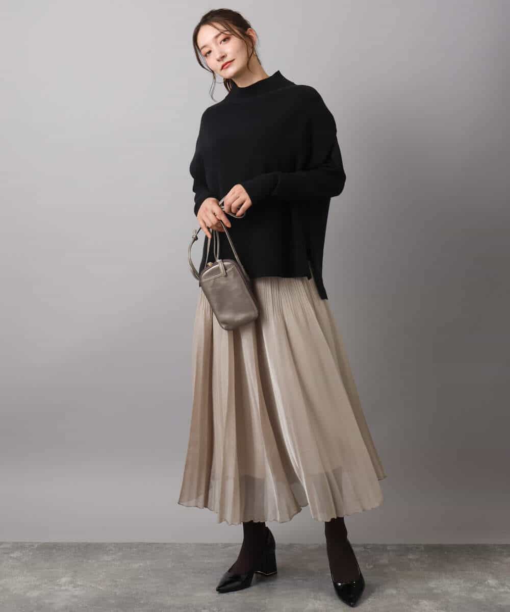 FOFAD40170 MK MICHEL KLEIN(MK ミッシェルクラン) ハイネックジレ×クルーネックニット ツインセット ベージュ