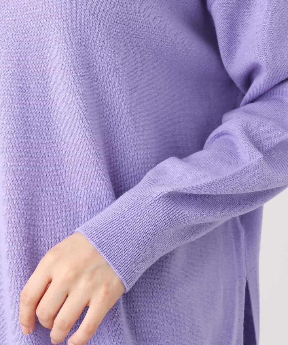 FOFAV02150 MK MICHEL KLEIN(MK ミッシェルクラン) チュニック丈Vネックニット/洗える ラベンダー
