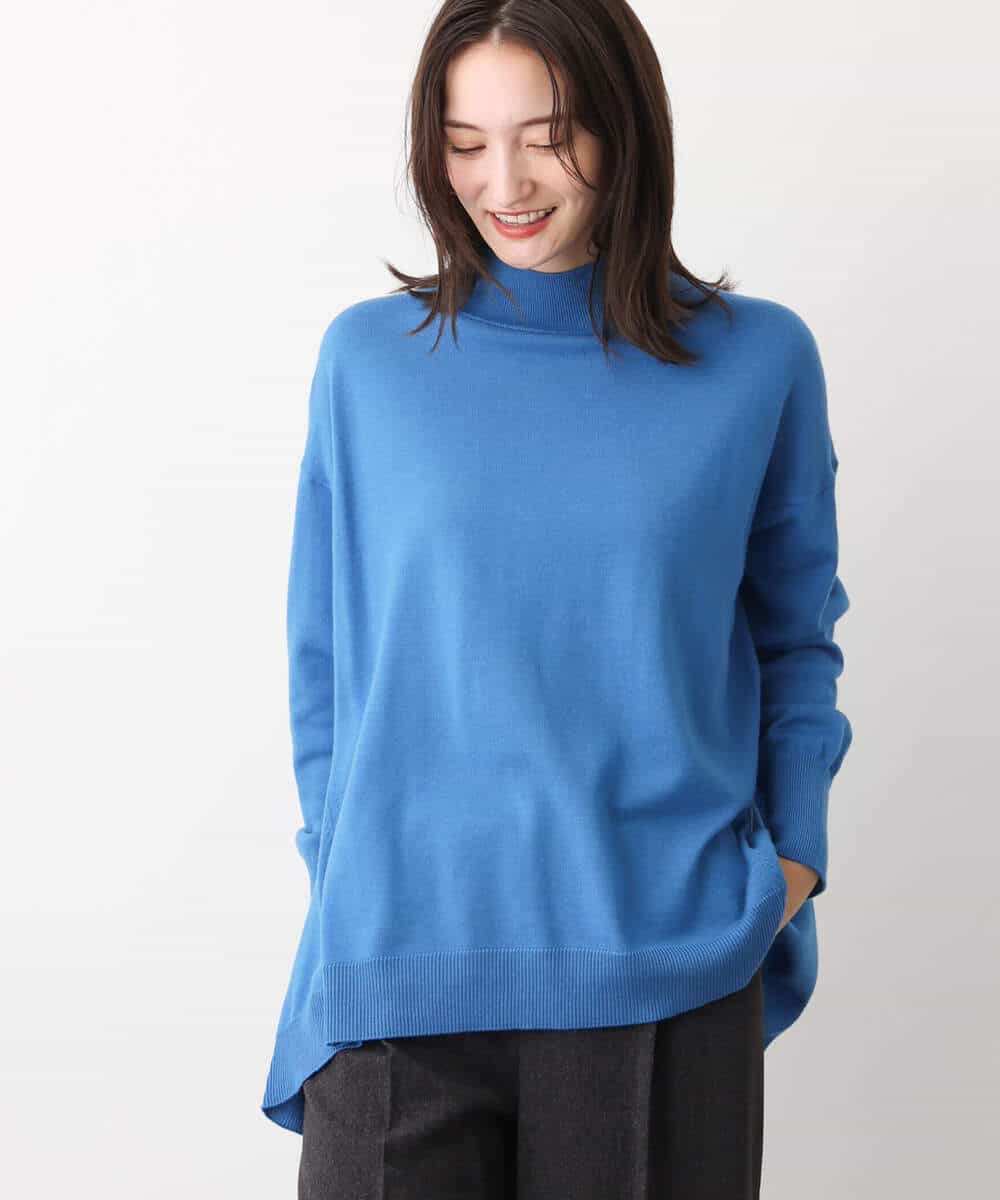 FOFAV04150 MK MICHEL KLEIN(MK ミッシェルクラン) ハイネックAラインニットチュニック/洗える ピンク