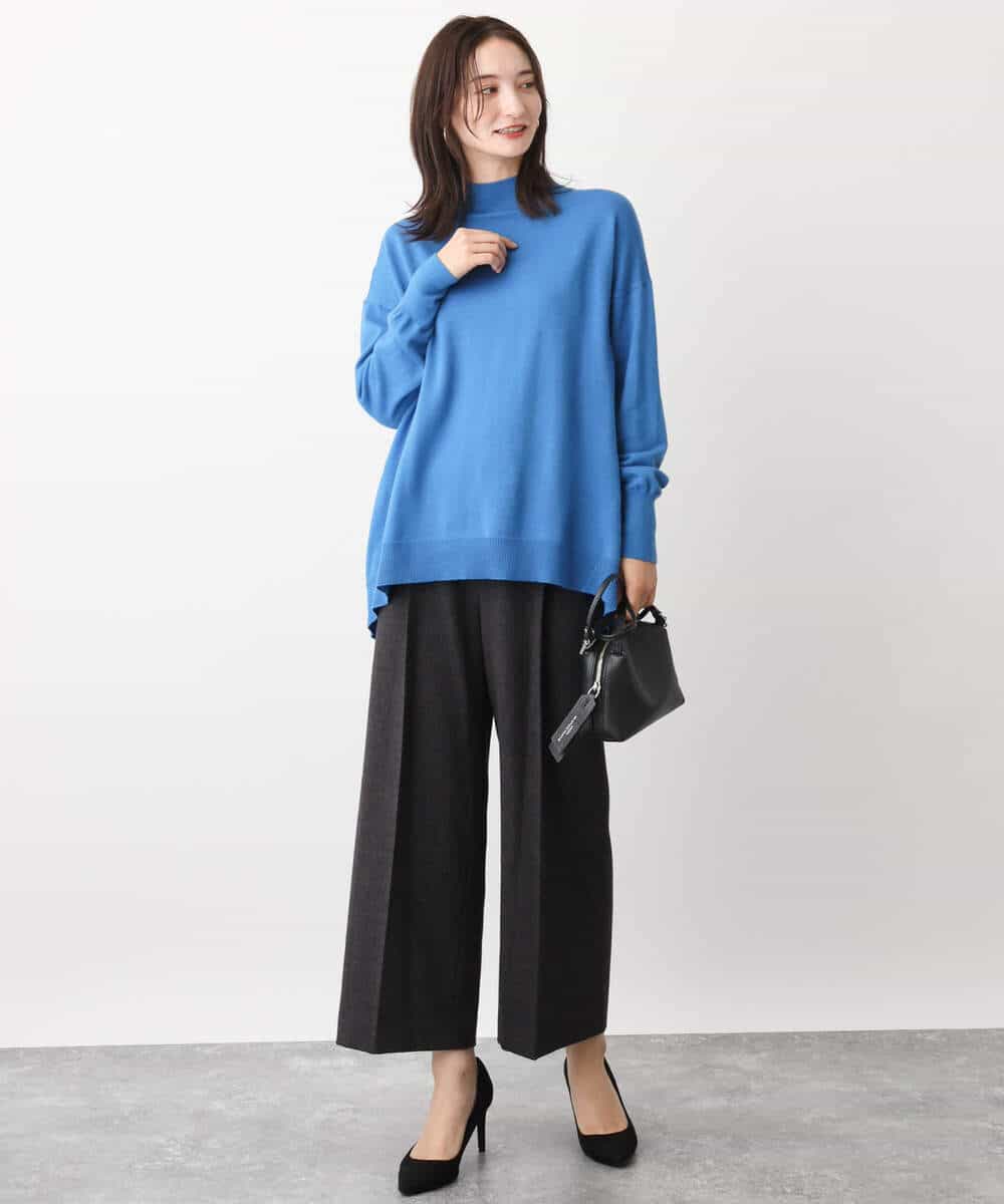 FOFAV04150 MK MICHEL KLEIN(MK ミッシェルクラン) ハイネックAラインニットチュニック/洗える ピンク