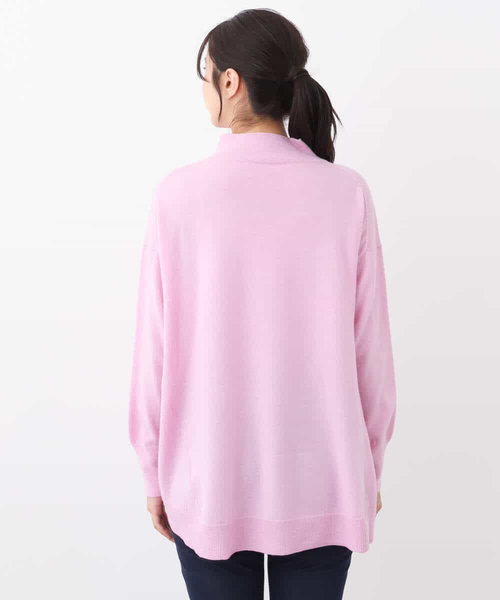 FOFAV04150 MK MICHEL KLEIN(MK ミッシェルクラン) ハイネックAラインニットチュニック/洗える ピンク