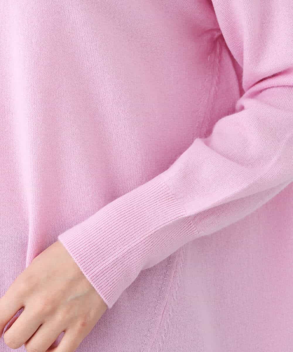 FOFAV04150 MK MICHEL KLEIN(MK ミッシェルクラン) ハイネックAラインニットチュニック/洗える ピンク