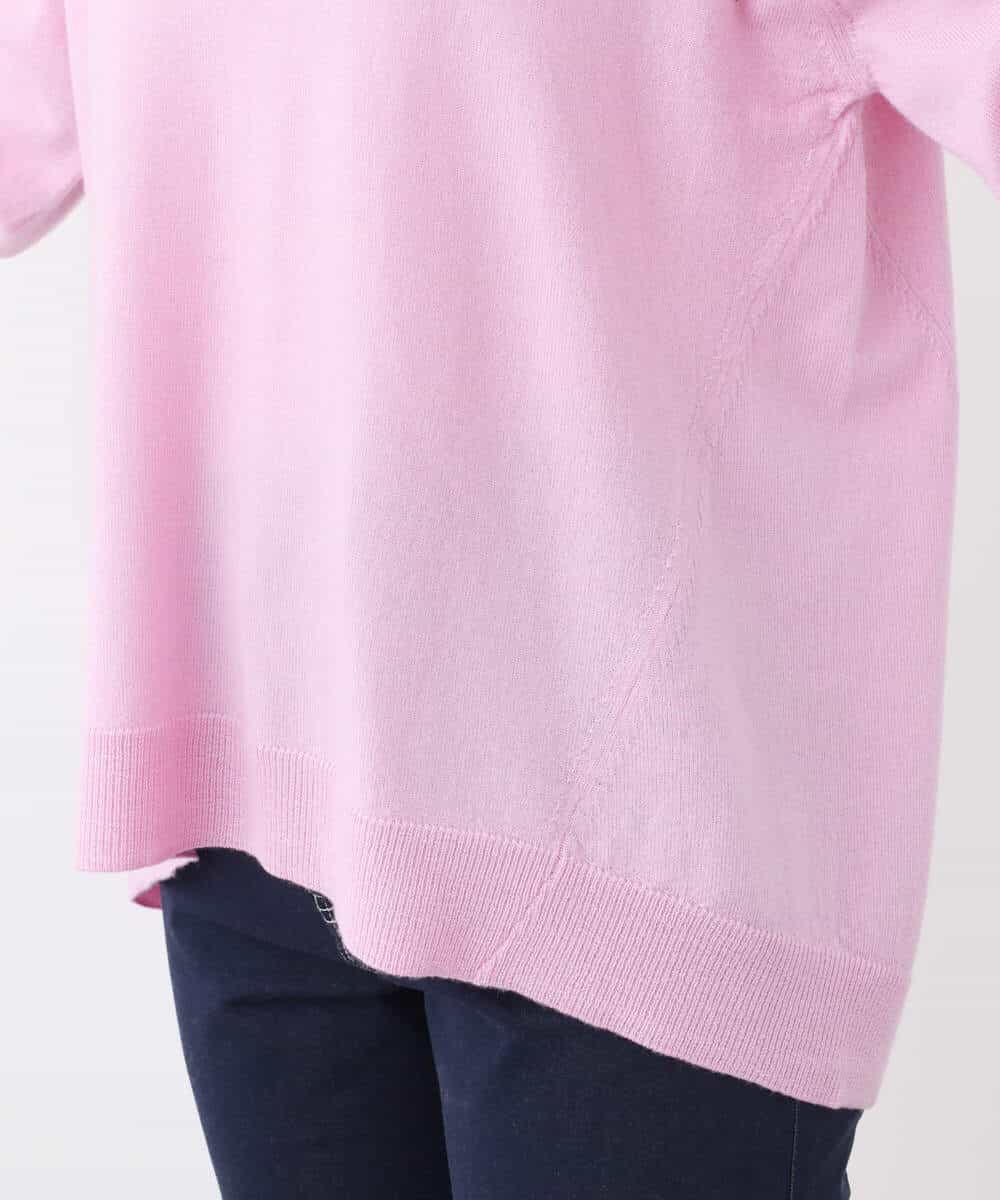 FOFAV04150 MK MICHEL KLEIN(MK ミッシェルクラン) ハイネックAラインニットチュニック/洗える ピンク