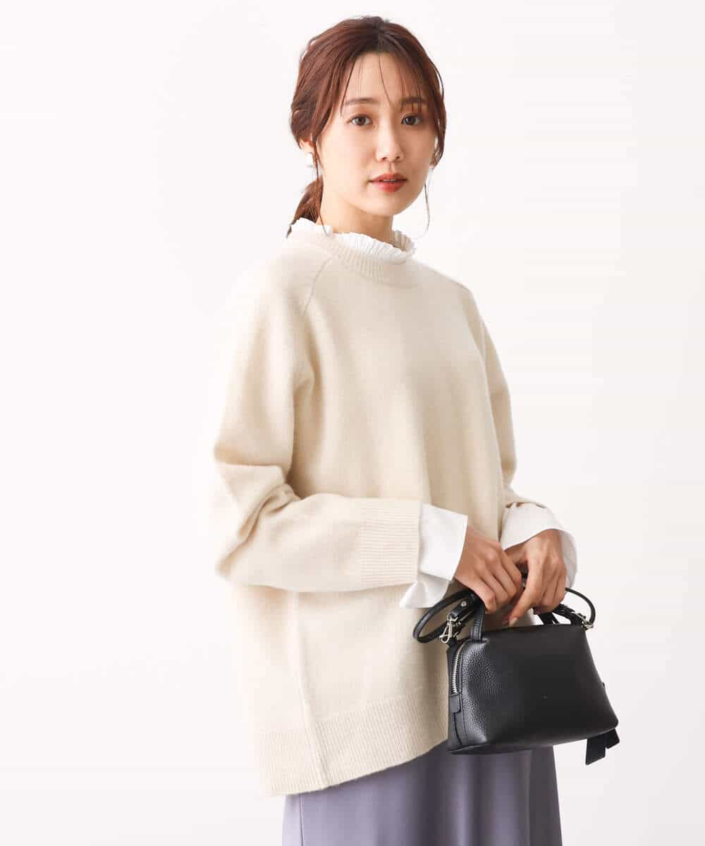 FOFAV07210 MK MICHEL KLEIN(MK ミッシェルクラン) ミドル丈ウールニット/洗える イエロー