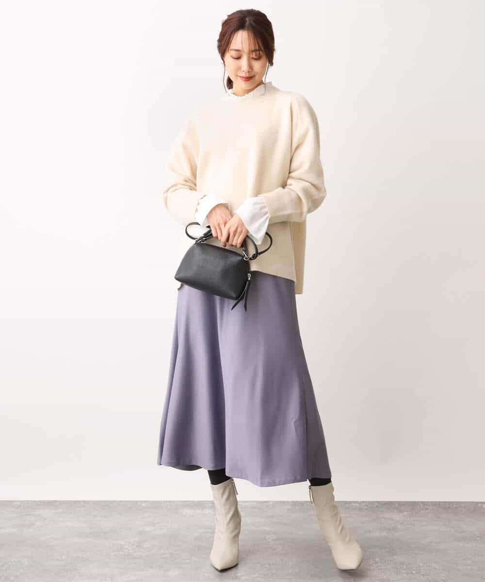 FOFAV07210 MK MICHEL KLEIN(MK ミッシェルクラン) ミドル丈ウールニット/洗える イエロー