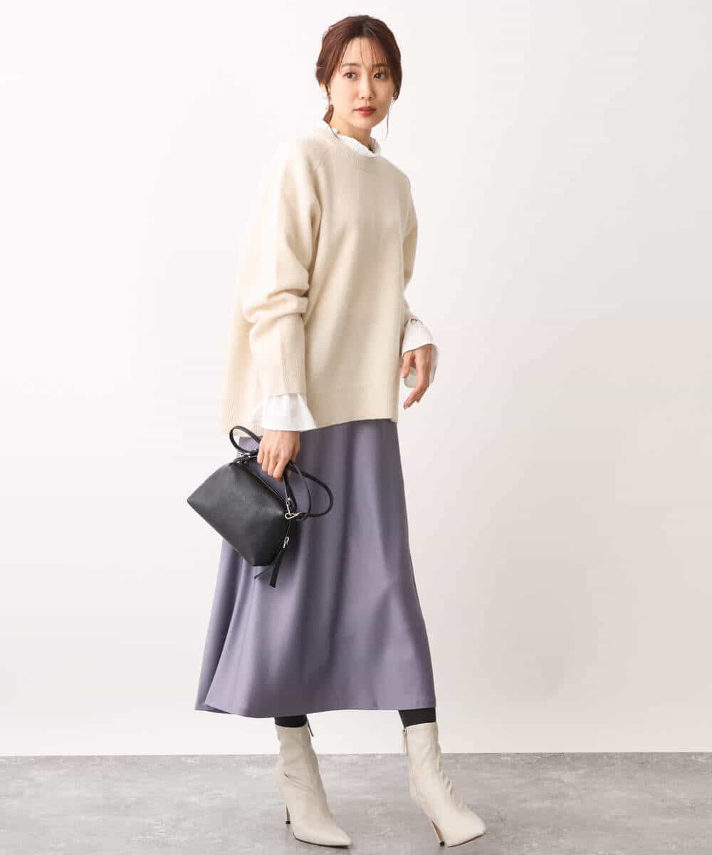 FOFAV07210 MK MICHEL KLEIN(MK ミッシェルクラン) ミドル丈ウールニット/洗える イエロー
