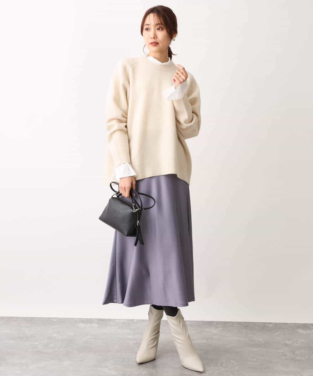 FOFAV07210 MK MICHEL KLEIN(MK ミッシェルクラン) ミドル丈ウールニット/洗える イエロー