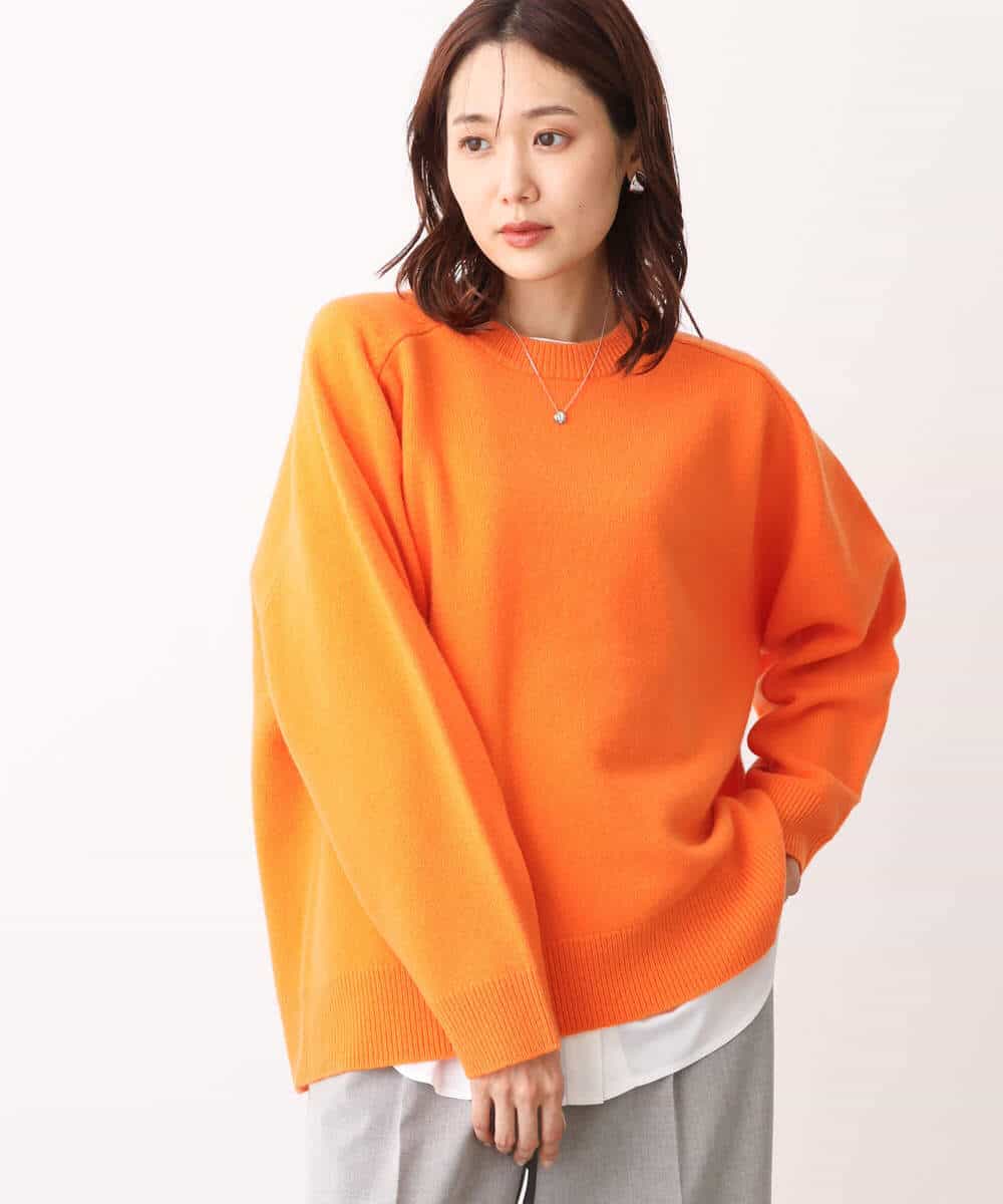 FOFAV07210 MK MICHEL KLEIN(MK ミッシェルクラン) ミドル丈ウールニット/洗える イエロー