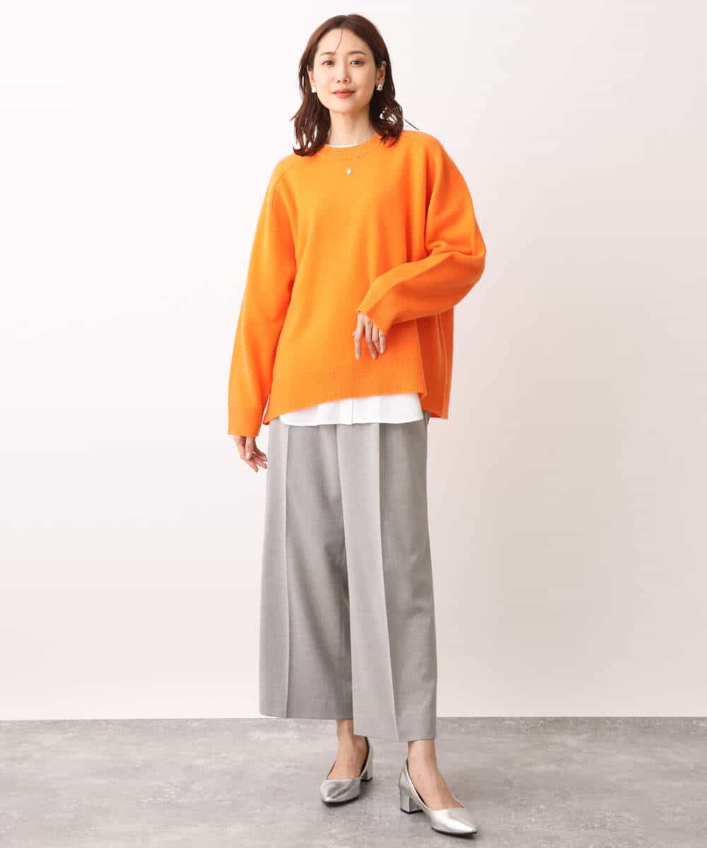 FOFAV07210 MK MICHEL KLEIN(MK ミッシェルクラン) ミドル丈ウールニット/洗える イエロー