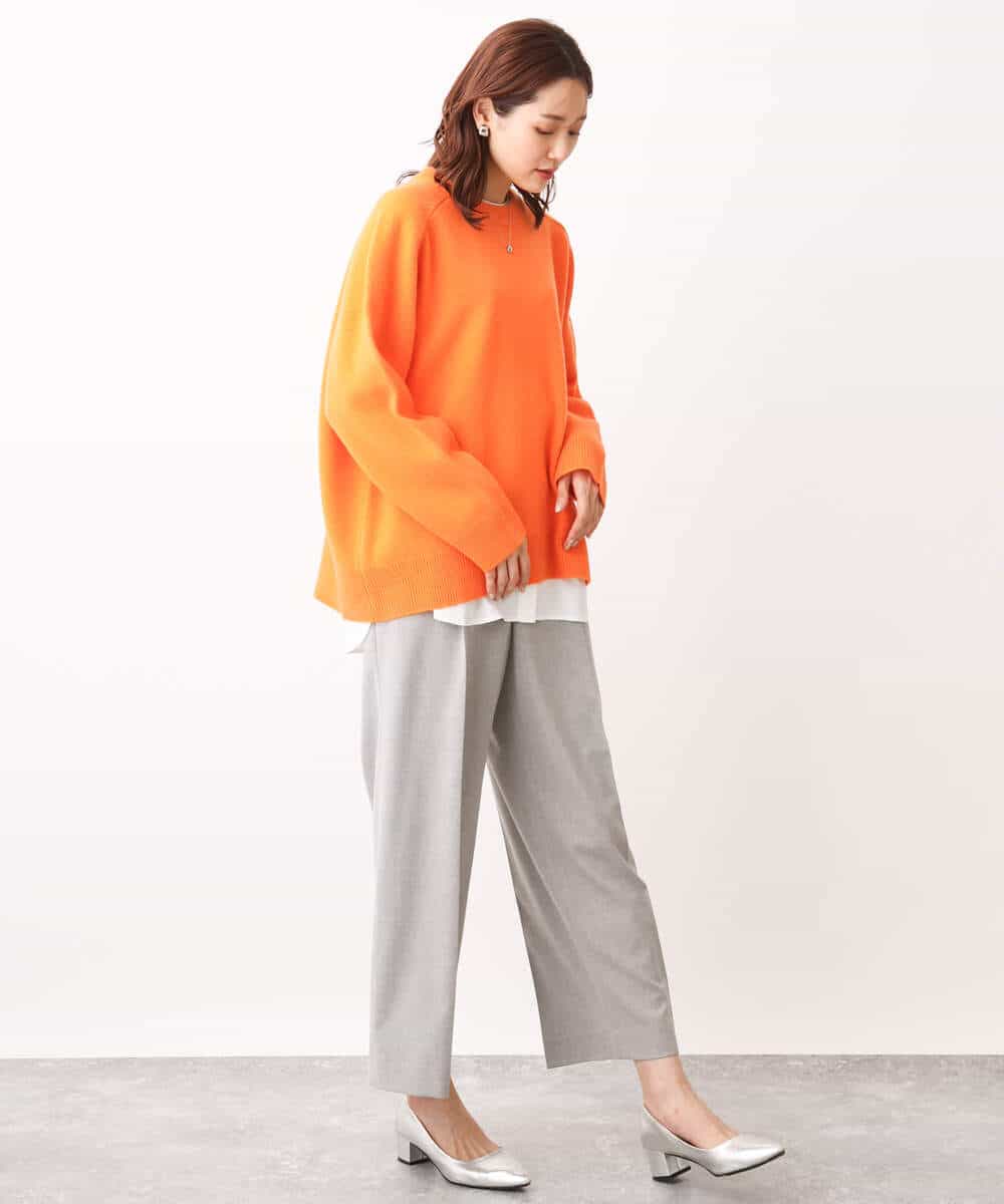 FOFAV07210 MK MICHEL KLEIN(MK ミッシェルクラン) ミドル丈ウールニット/洗える イエロー