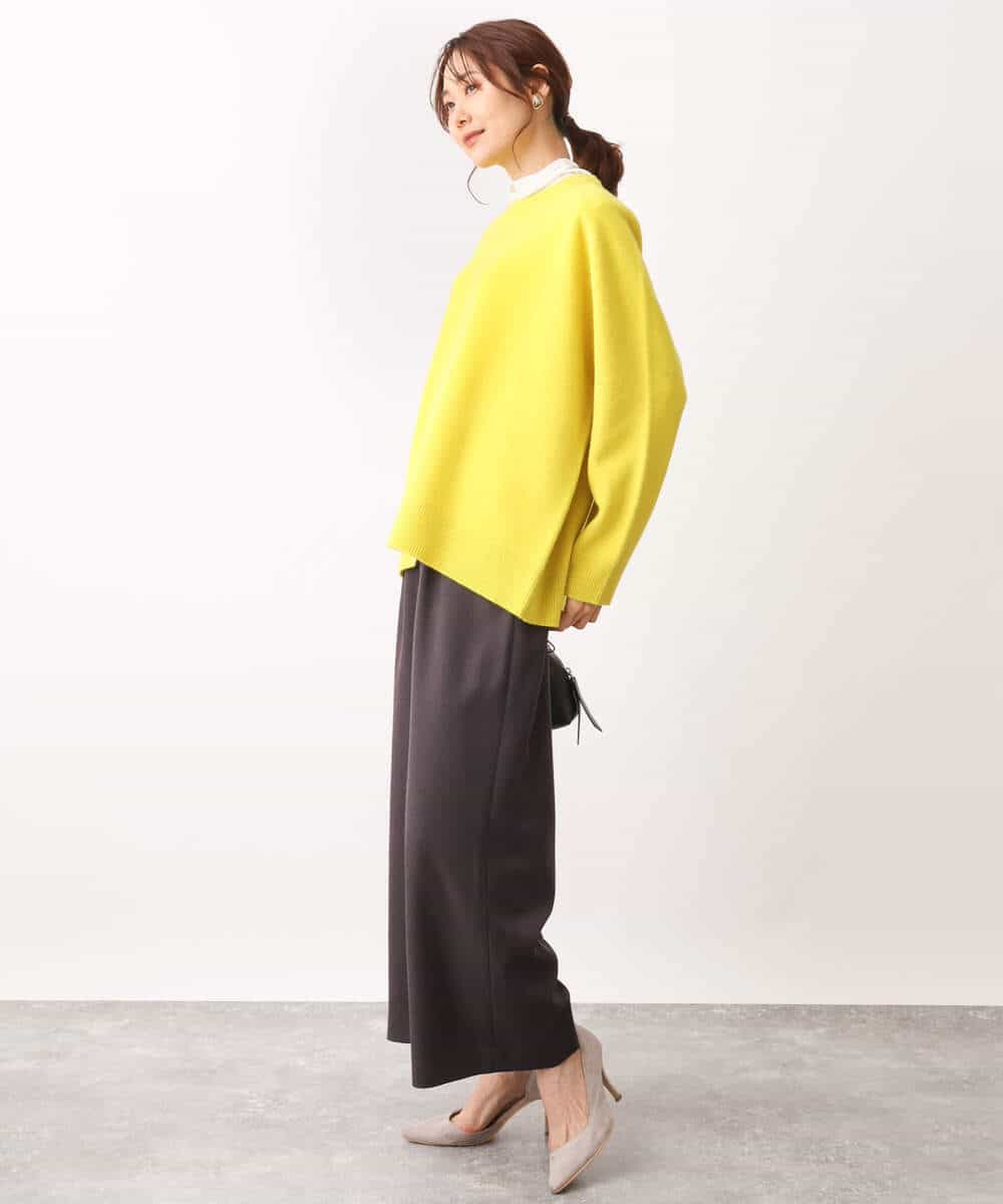 FOFAV07210 MK MICHEL KLEIN(MK ミッシェルクラン) ミドル丈ウールニット/洗える イエロー
