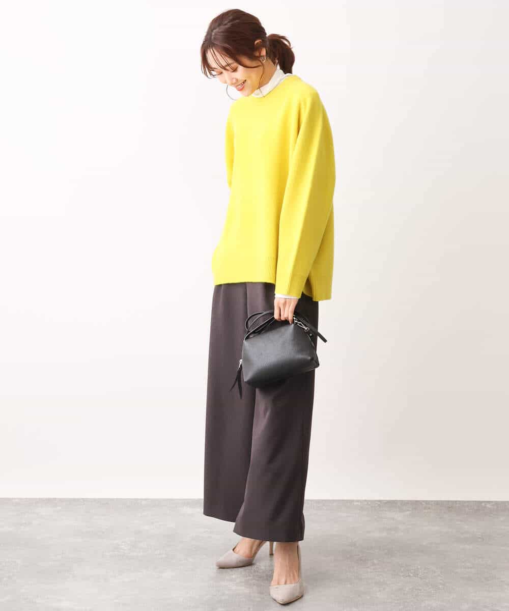 FOFAV07210 MK MICHEL KLEIN(MK ミッシェルクラン) ミドル丈ウールニット/洗える イエロー