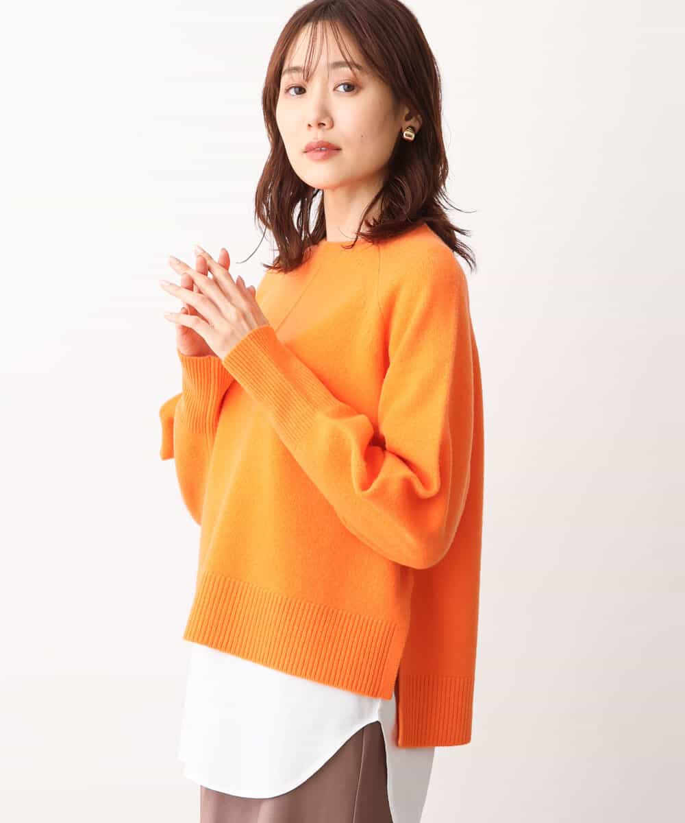 FOFAV08170 MK MICHEL KLEIN(MK ミッシェルクラン) ショート丈ウールニット/洗える オレンジ
