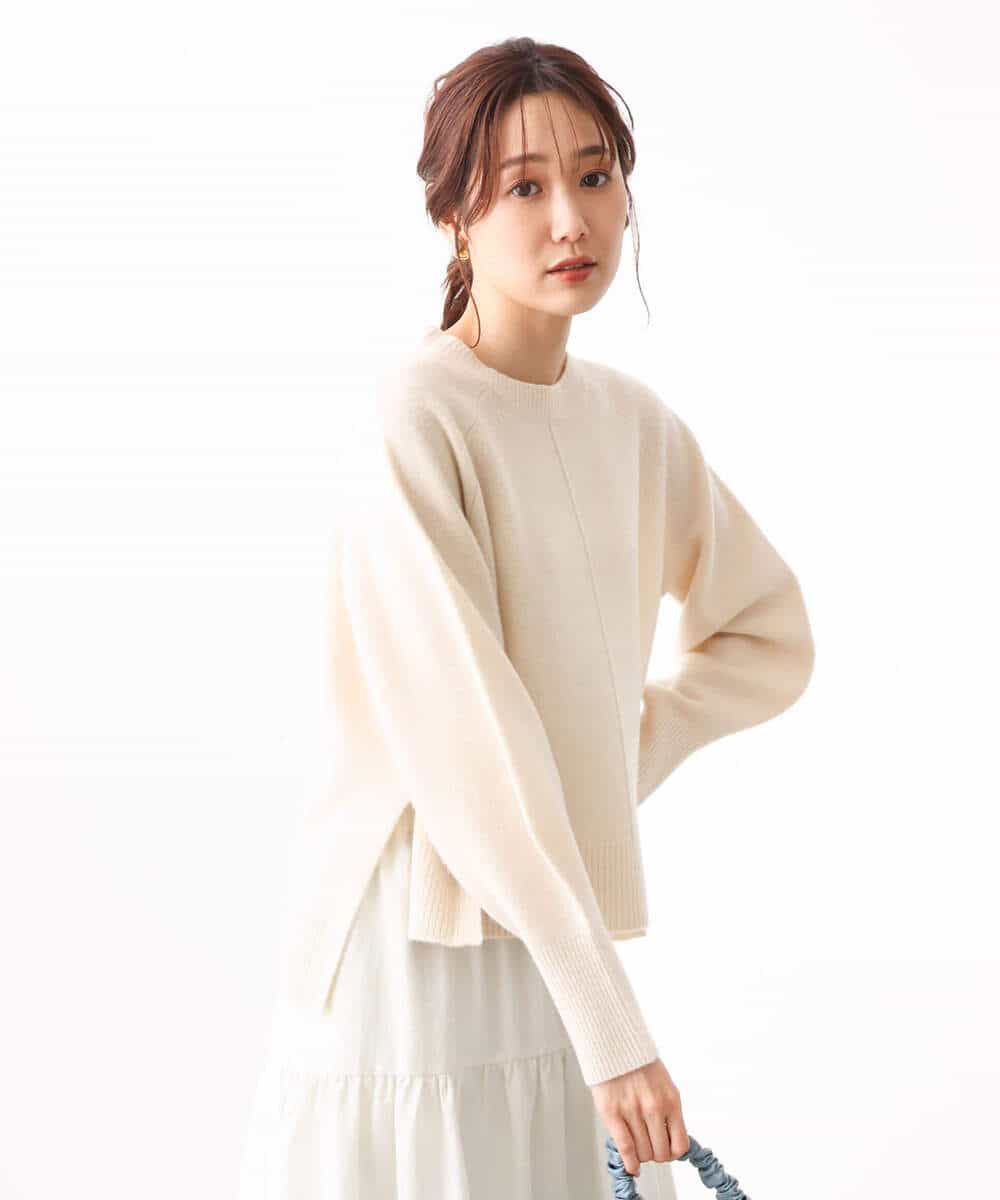 FOFAV08170 MK MICHEL KLEIN(MK ミッシェルクラン) ショート丈ウールニット/洗える イエロー