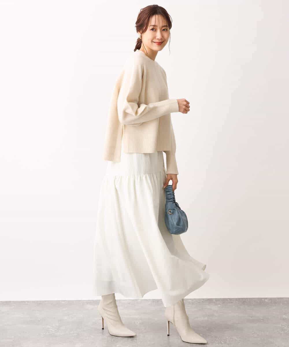 FOFAV08170 MK MICHEL KLEIN(MK ミッシェルクラン) ショート丈ウールニット/洗える イエロー