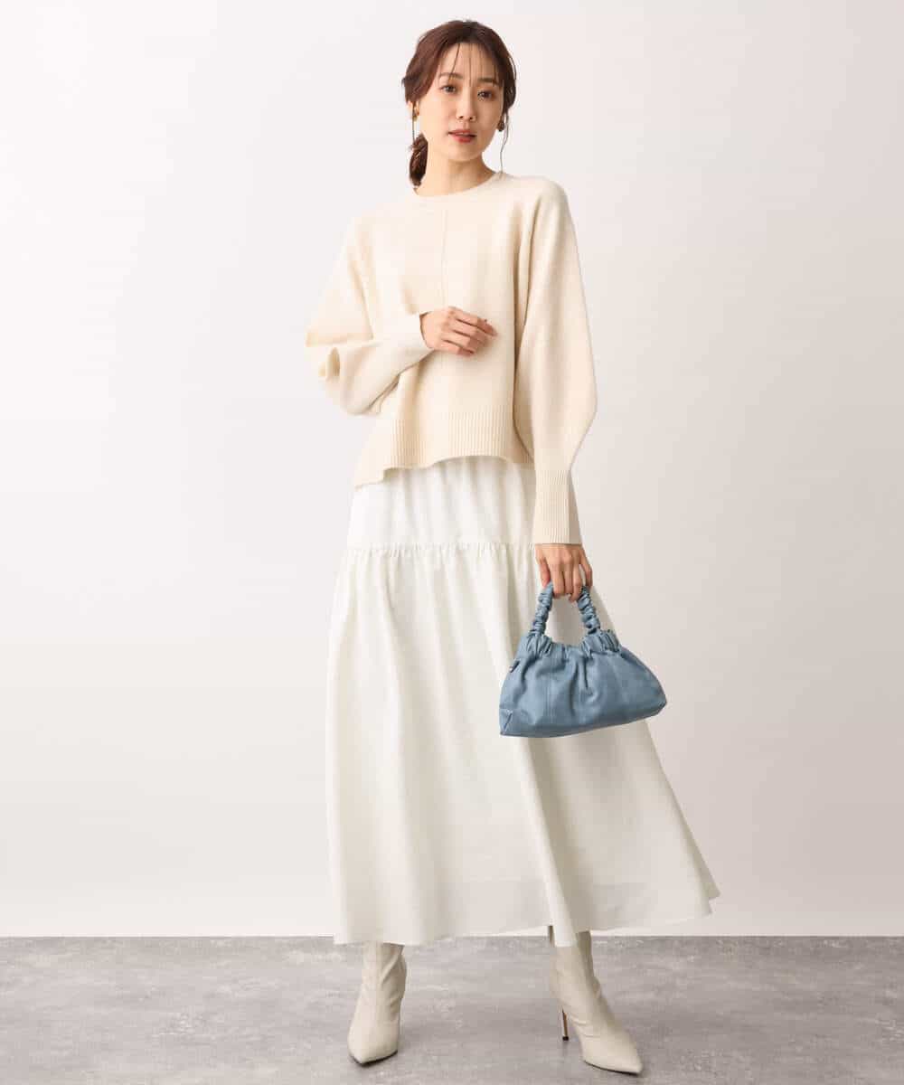 FOFAV08170 MK MICHEL KLEIN(MK ミッシェルクラン) ショート丈ウールニット/洗える イエロー