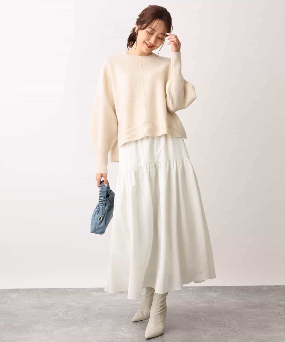 FOFAV08170 MK MICHEL KLEIN(MK ミッシェルクラン) ショート丈ウールニット/洗える イエロー
