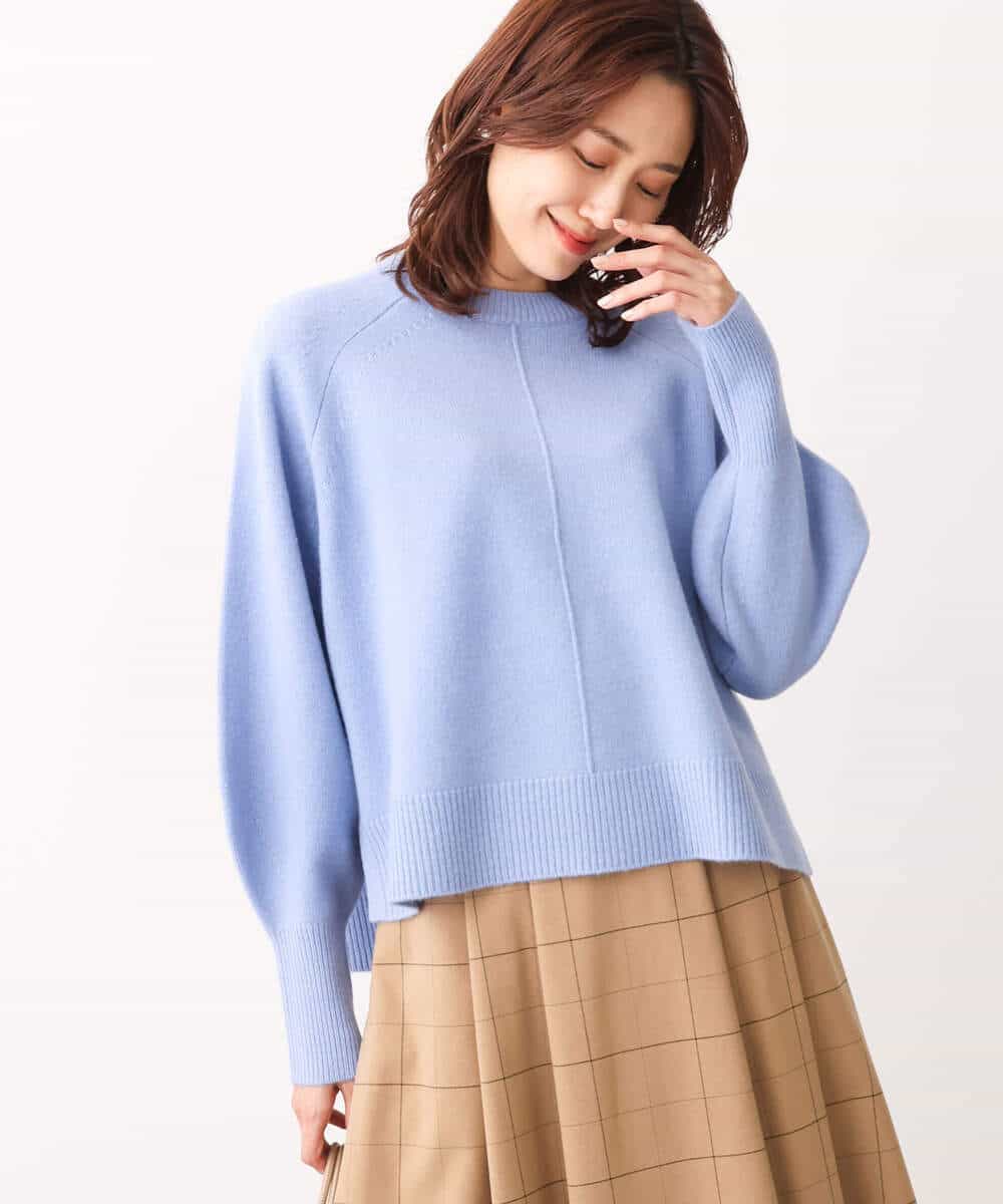 FOFAV08170 MK MICHEL KLEIN(MK ミッシェルクラン) ショート丈ウールニット/洗える イエロー