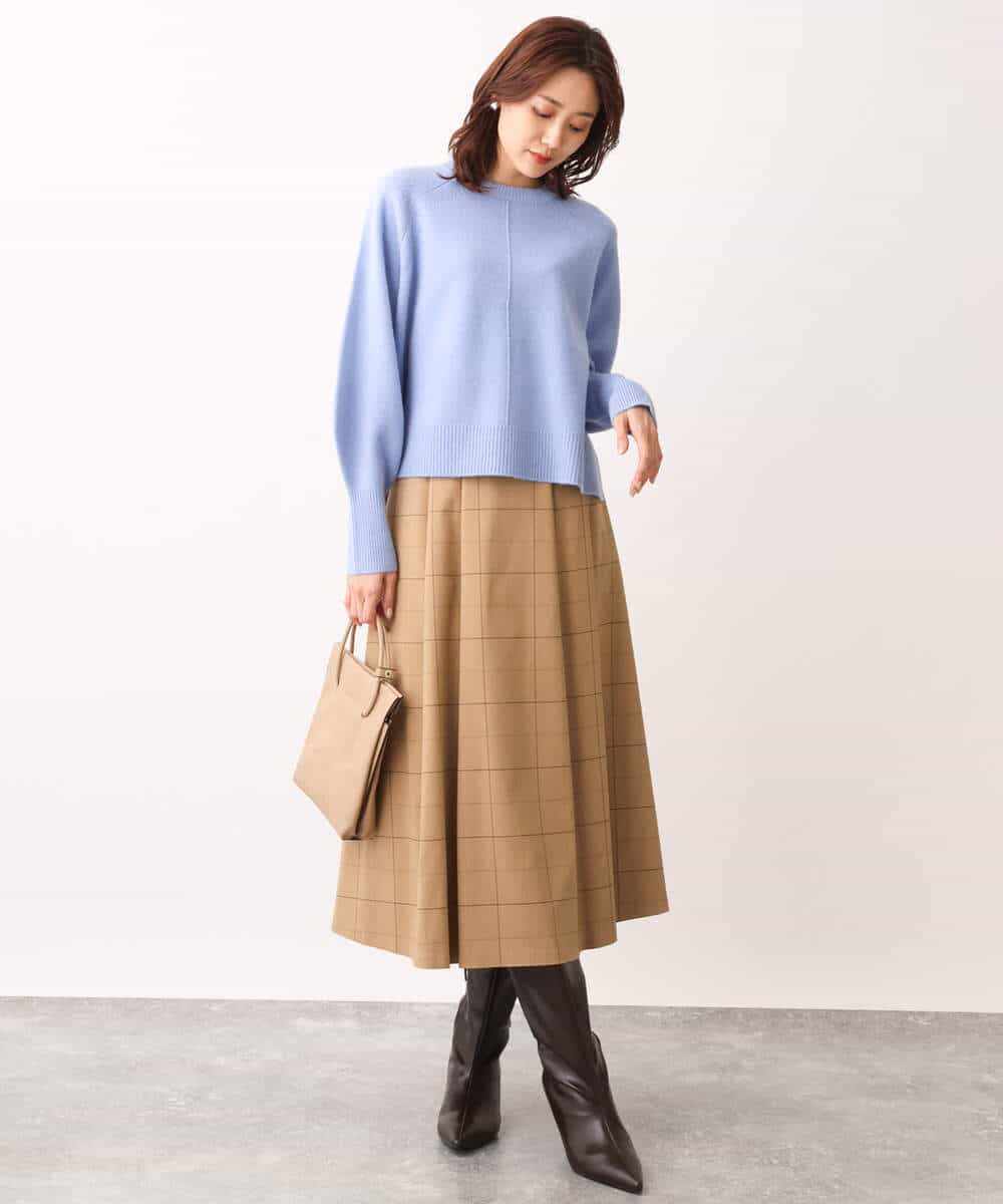 FOFAV08170 MK MICHEL KLEIN(MK ミッシェルクラン) ショート丈ウールニット/洗える イエロー