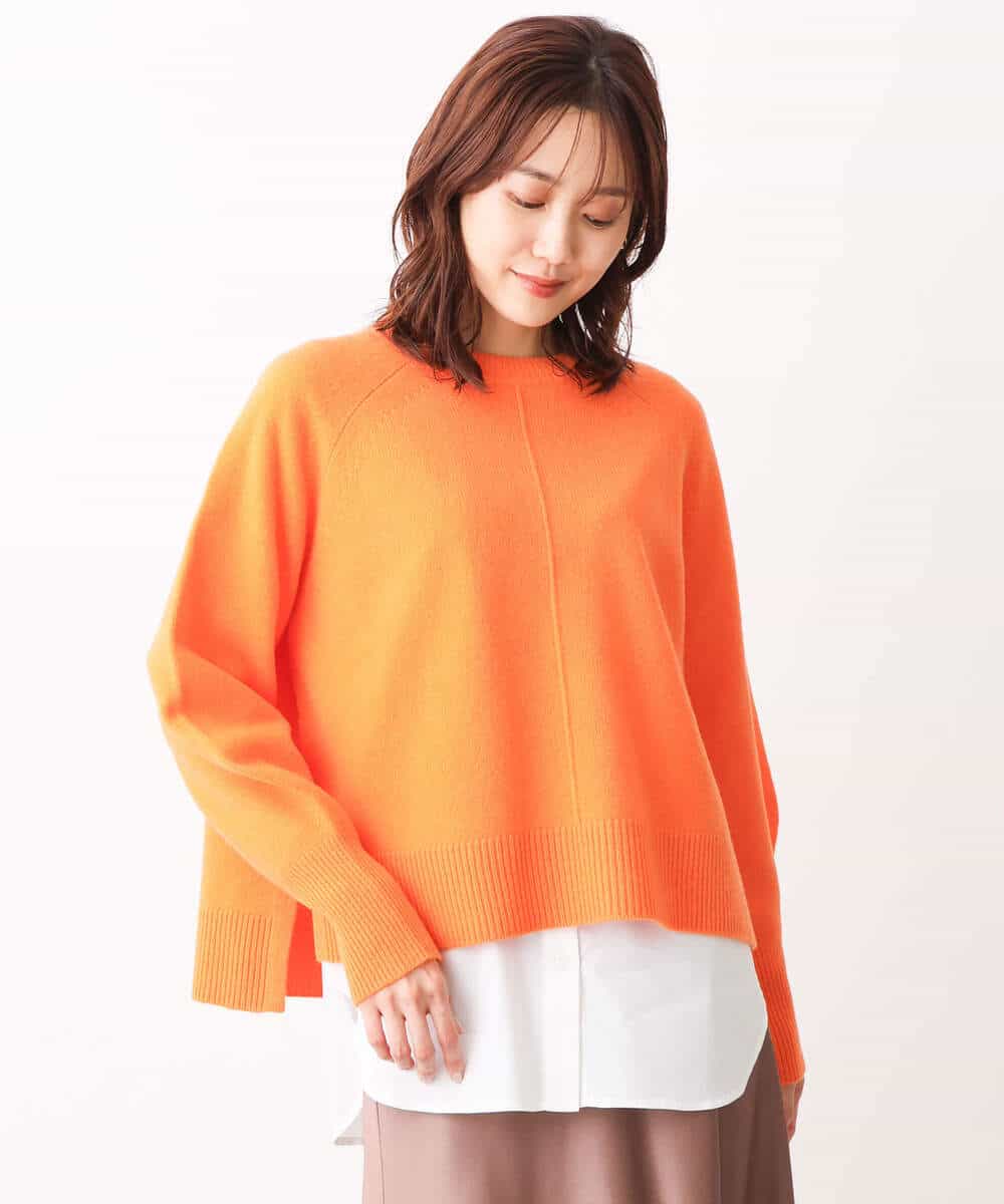 FOFAV08170 MK MICHEL KLEIN(MK ミッシェルクラン) ショート丈ウールニット/洗える イエロー