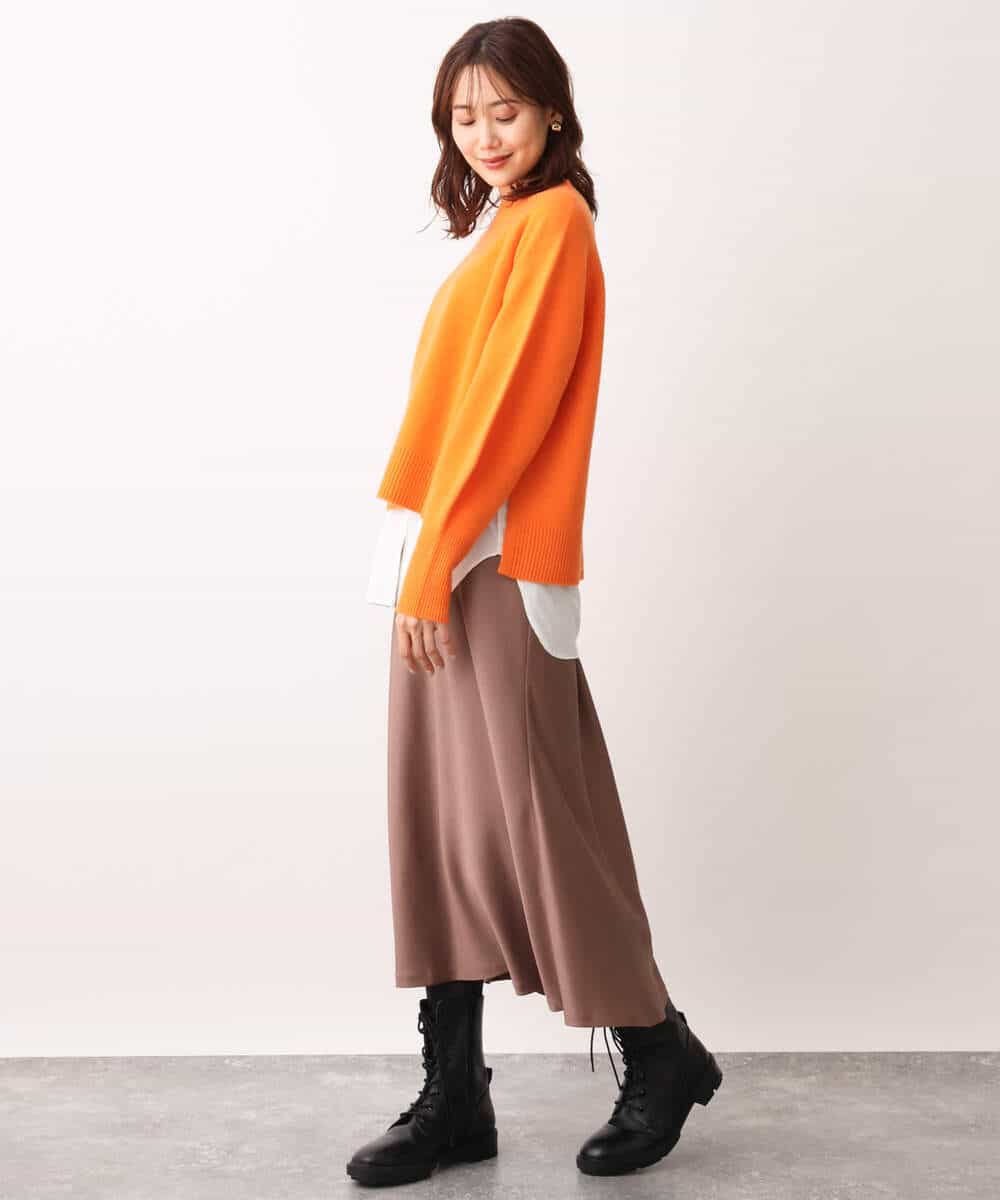 FOFAV08170 MK MICHEL KLEIN(MK ミッシェルクラン) ショート丈ウールニット/洗える イエロー