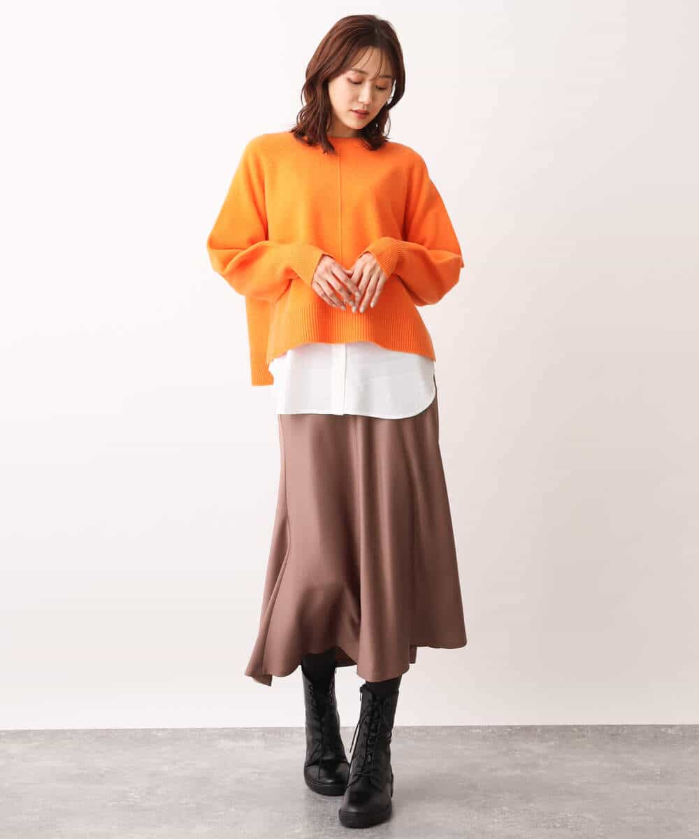 FOFAV08170 MK MICHEL KLEIN(MK ミッシェルクラン) ショート丈ウールニット/洗える イエロー