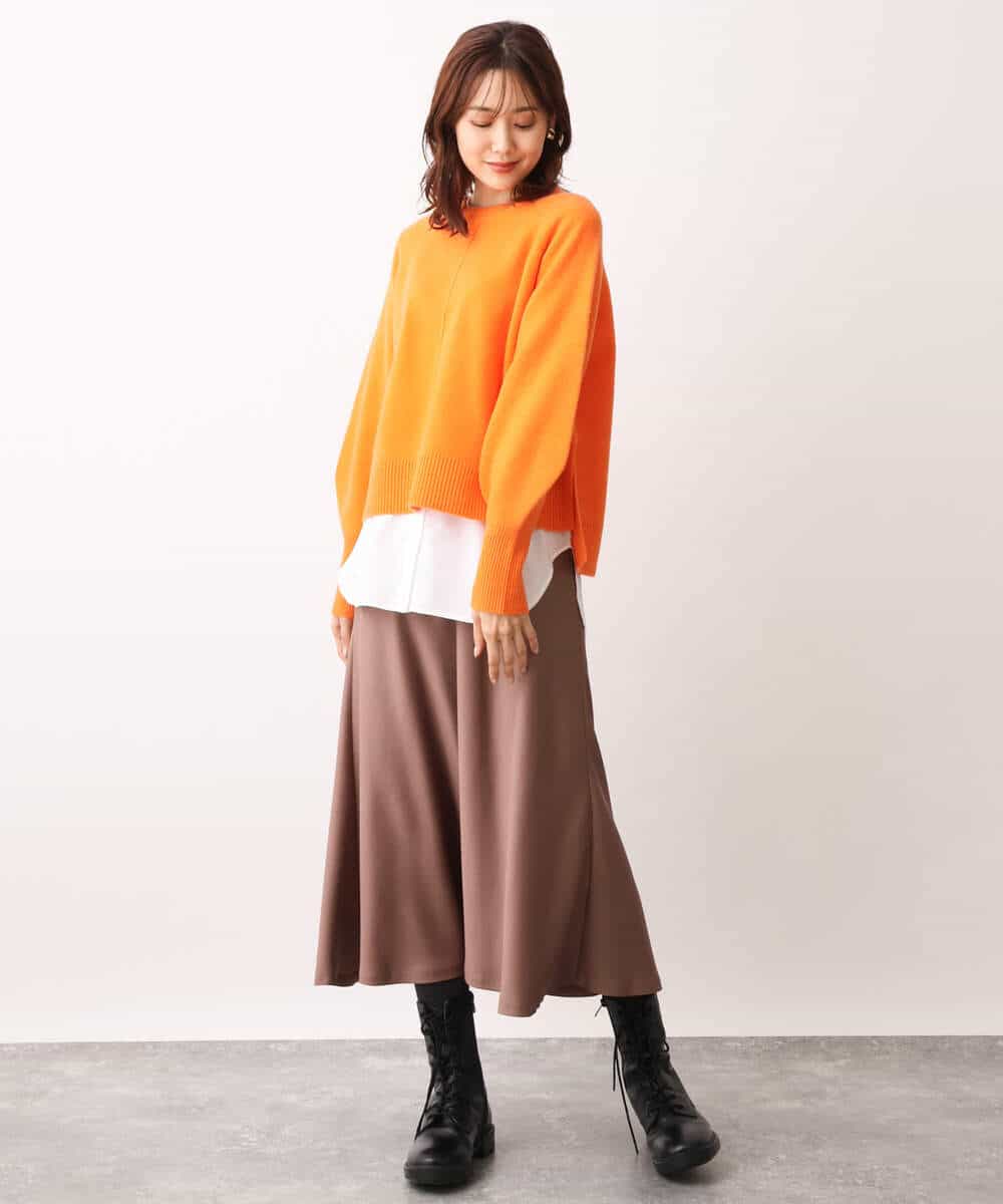 FOFAV08170 MK MICHEL KLEIN(MK ミッシェルクラン) ショート丈ウールニット/洗える イエロー