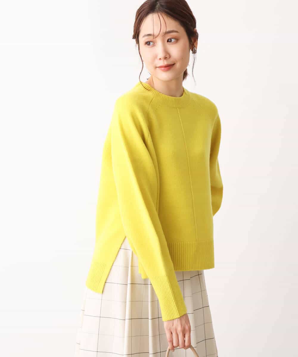 FOFAV08170 MK MICHEL KLEIN(MK ミッシェルクラン) ショート丈ウールニット/洗える イエロー