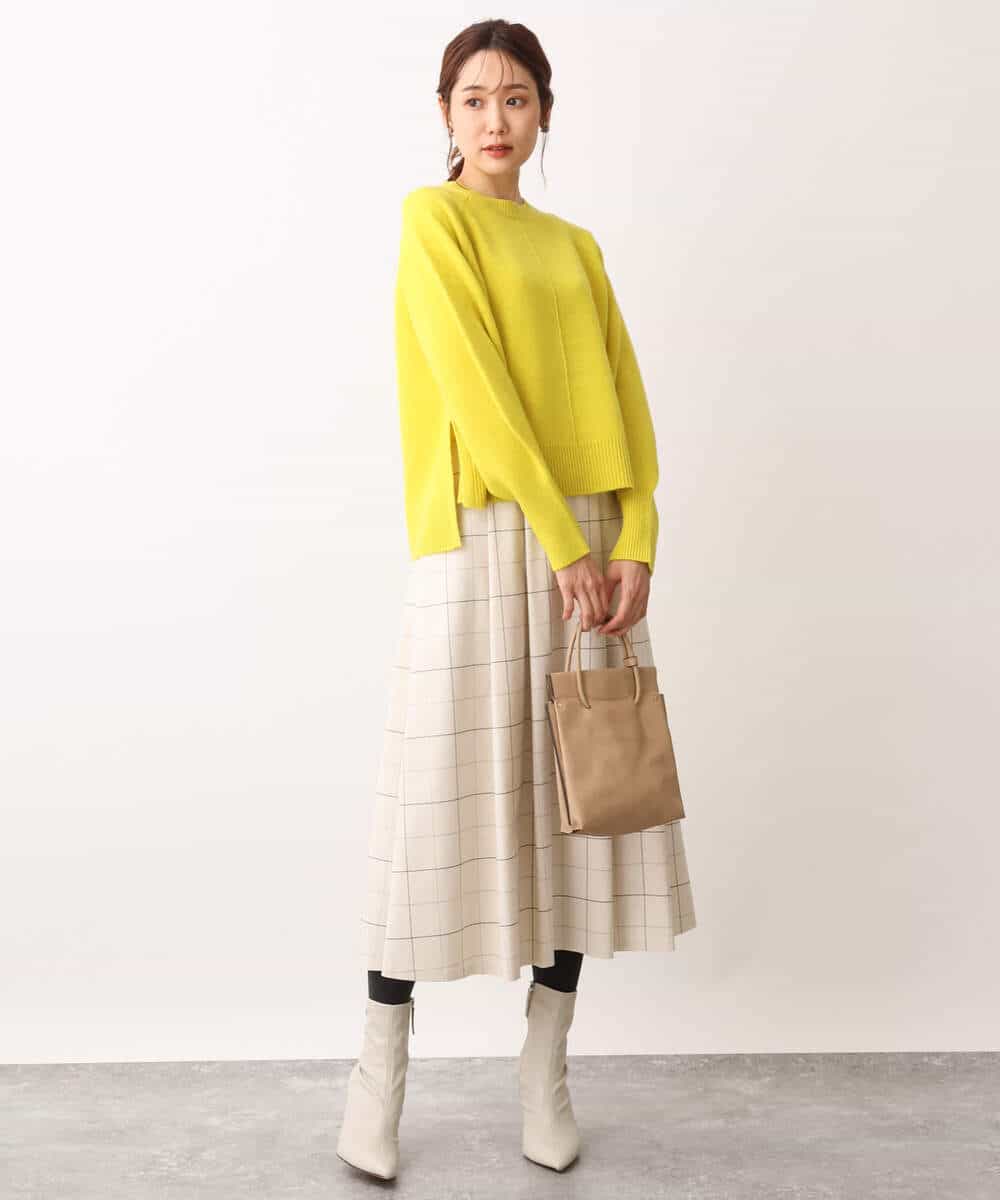 FOFAV08170 MK MICHEL KLEIN(MK ミッシェルクラン) ショート丈ウールニット/洗える イエロー