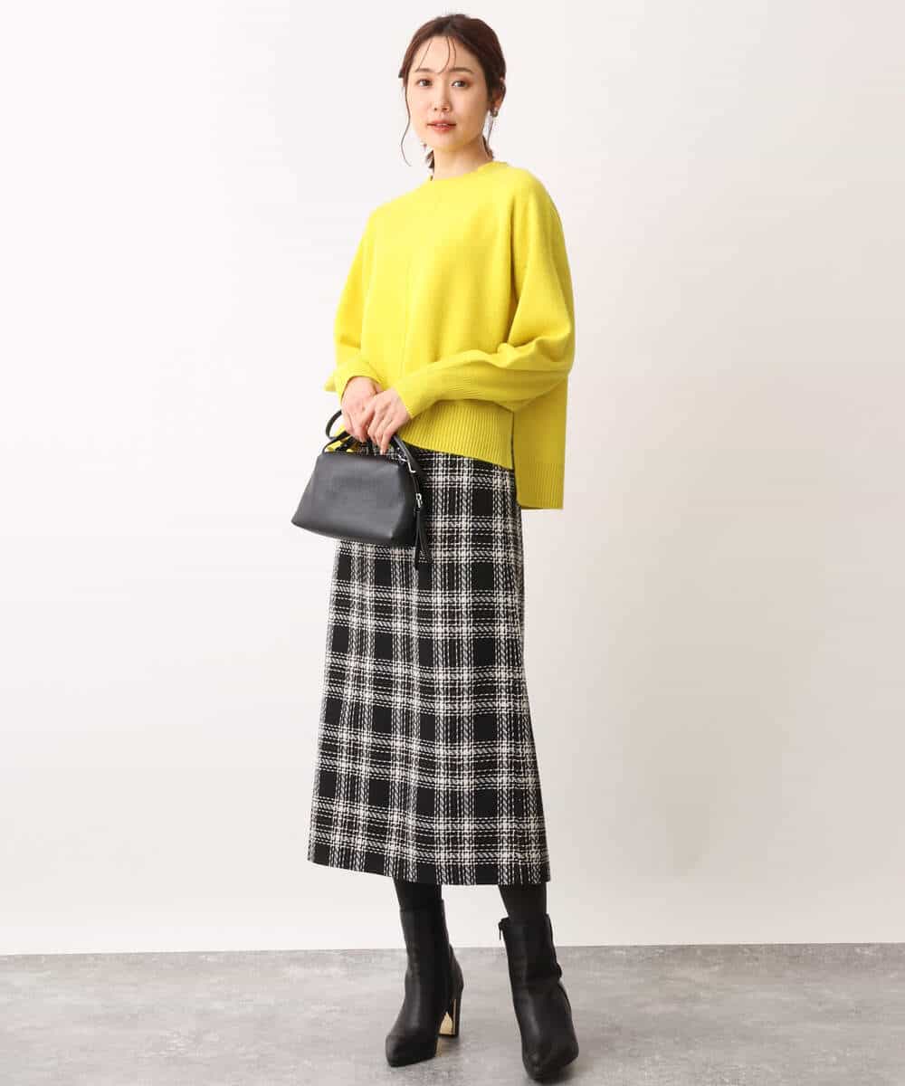 FOFAV08170 MK MICHEL KLEIN(MK ミッシェルクラン) ショート丈ウールニット/洗える イエロー