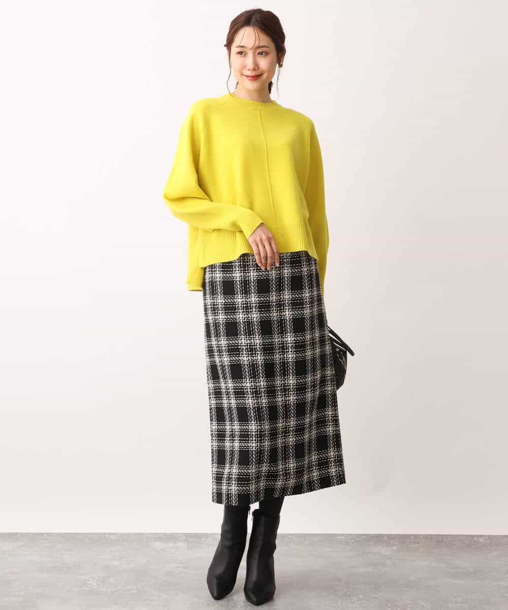 FOFAV08170 MK MICHEL KLEIN(MK ミッシェルクラン) ショート丈ウールニット/洗える イエロー
