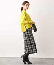 FOFAV08170 MK MICHEL KLEIN(MK ミッシェルクラン) ショート丈ウールニット/洗える イエロー
