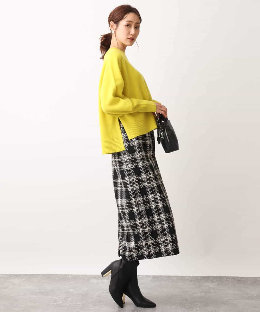 FOFAV08170 MK MICHEL KLEIN(MK ミッシェルクラン) ショート丈ウールニット/洗える イエロー