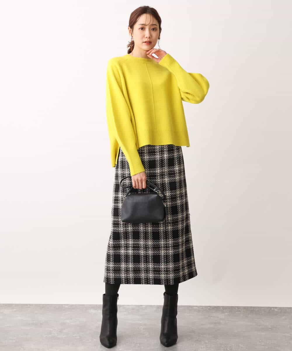 FOFAV08170 MK MICHEL KLEIN(MK ミッシェルクラン) ショート丈ウールニット/洗える イエロー