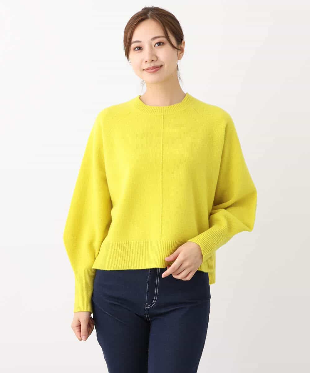 FOFAV08170 MK MICHEL KLEIN(MK ミッシェルクラン) ショート丈ウールニット/洗える イエロー